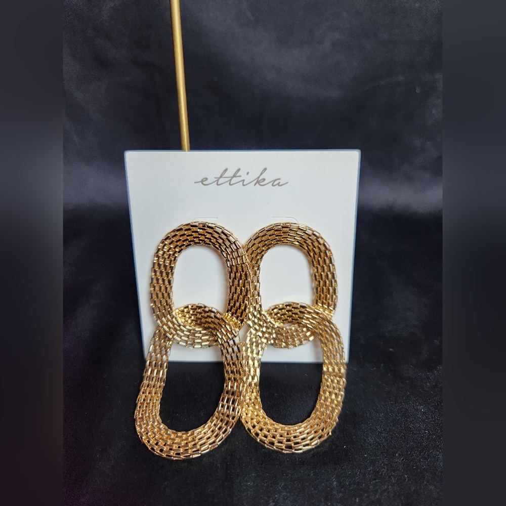 Ettika soft gold mesh chain dangle earrings